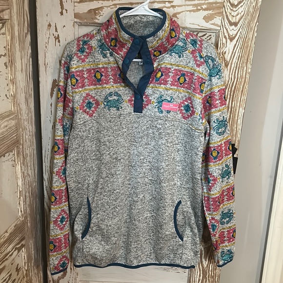 Simply Southern Crab Knit Snap Pullover in Smoke - Picture 1 of 9